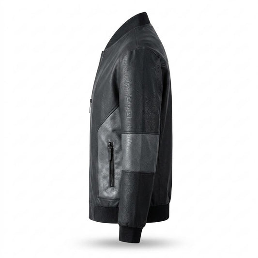 Mens Outlet House - Nesel | Two-Tone Zip-Up Leather Jacket Men