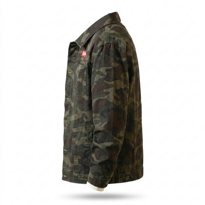 Mens Outlet House - Ralev | Camouflage Button-Front Denim Jacket Men