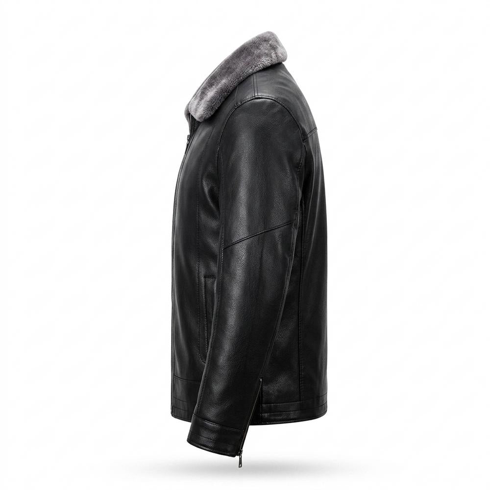 Mens Outlet House - Colen | Lined Zip-Up Leather Jacket Men
