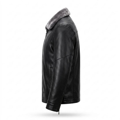 Mens Outlet House - Colen | Lined Zip-Up Leather Jacket Men