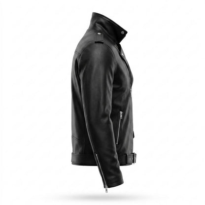 Mens Outlet House - Tator | Asymmetrical Belted Leather Jacket Men