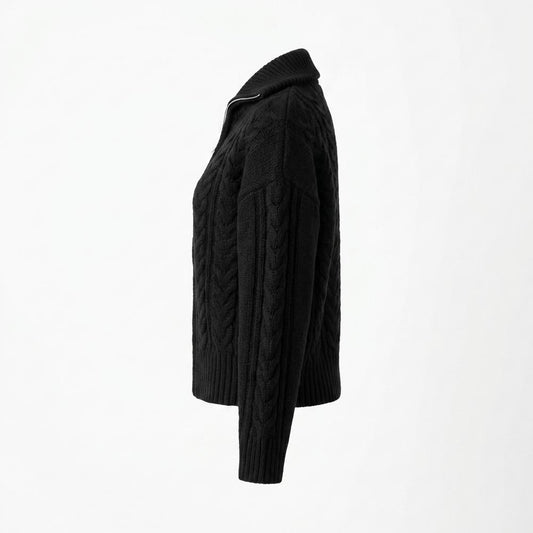 Mens Outlet House - Lomir | Cable-Knit Zip-Up Knit Cardigan Men