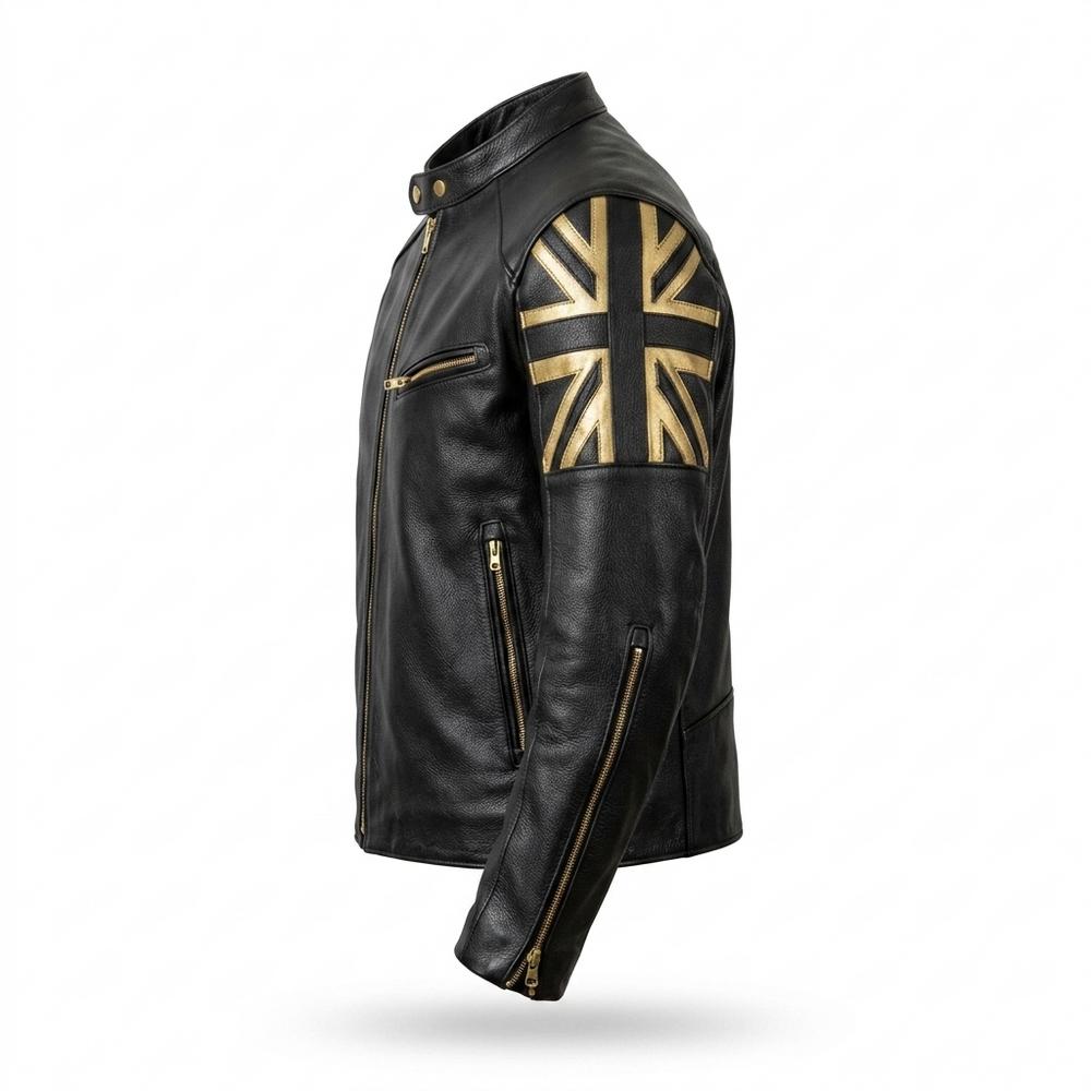 Mens Outlet House - Comin | Zip-Up Decorated Leather Jacket Men