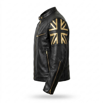 Mens Outlet House - Comin | Zip-Up Decorated Leather Jacket Men