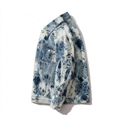 Mens Outlet House - Caron | Tie-Dye Button-Up Denim Jacket Unisex