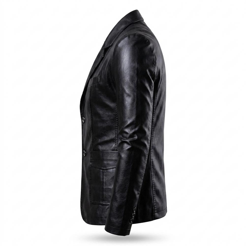 Mens Outlet House - Mabol | Single-Breasted Slim Fit Leather Jacket Men