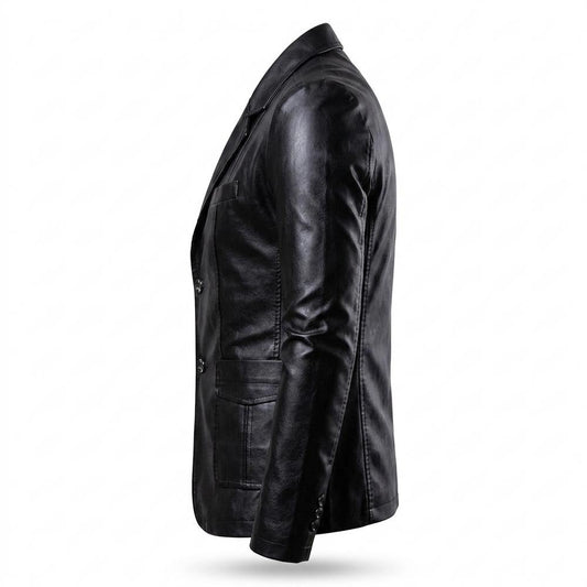 Mens Outlet House - Mabol | Single-Breasted Slim Fit Leather Jacket Men