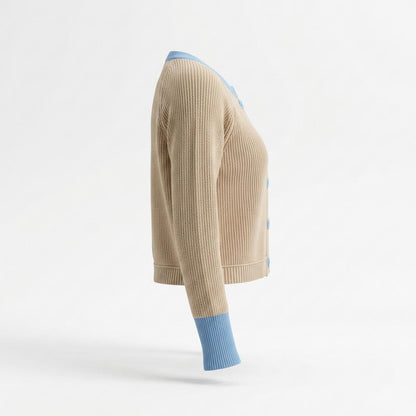 Mens Outlet House - Elsol | Rib-Knit Contrast-Trim Knit Cardigan Women