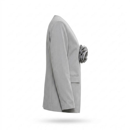 Mens Outlet House - Karon | Collarless Flower-Appliqué Blazer Women