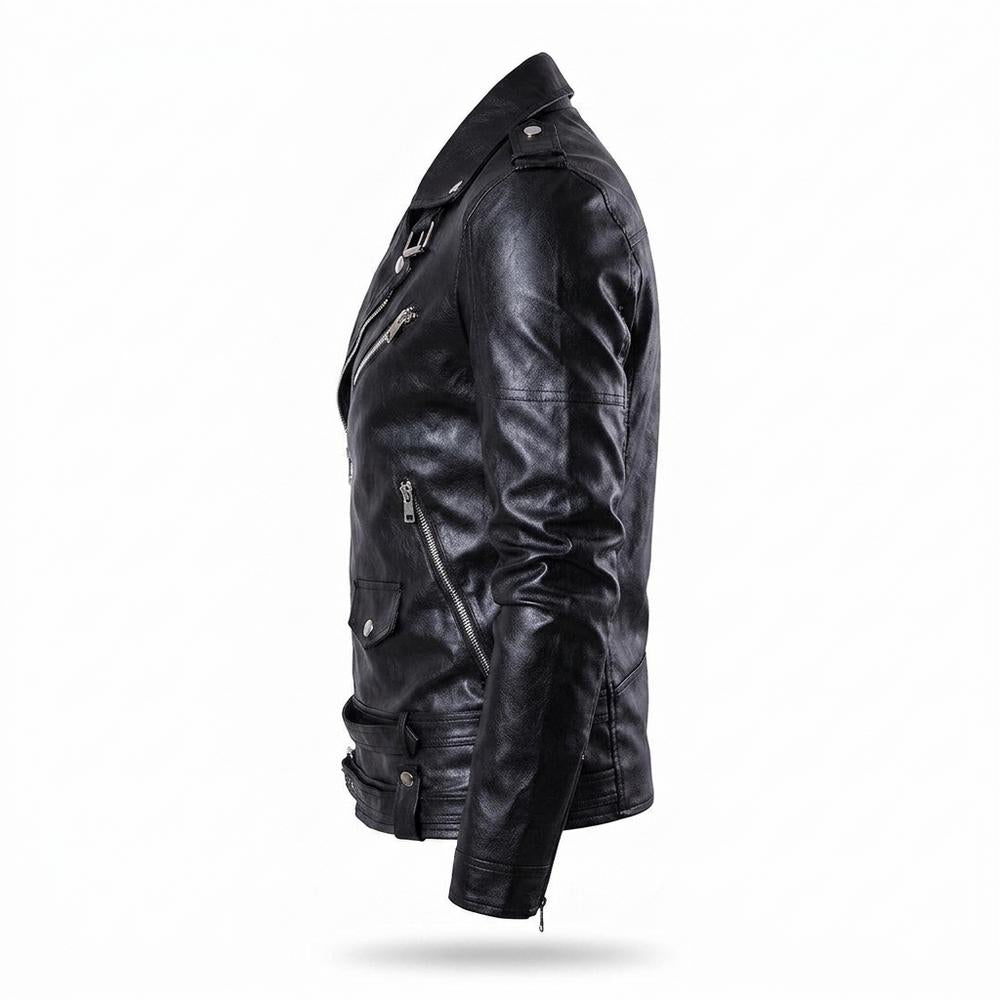 Mens Outlet House - Daral | Asymmetrical Belted Leather Jacket Men