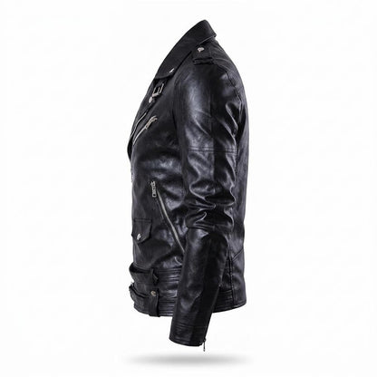 Mens Outlet House - Daral | Asymmetrical Belted Leather Jacket Men