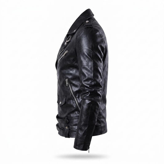 Mens Outlet House - Daral | Asymmetrical Belted Leather Jacket Men