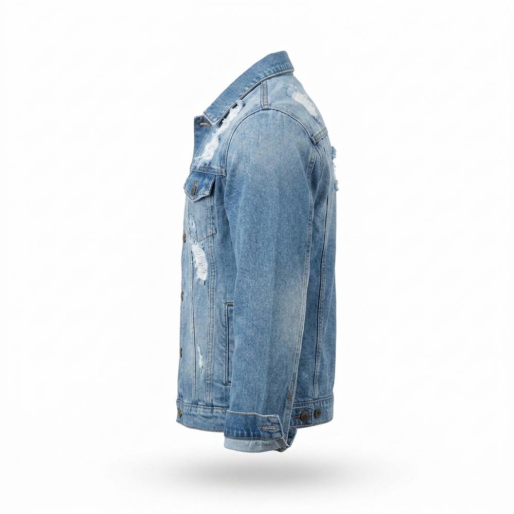 Mens Outlet House - Losan | Distressed Slim-Fit Denim Jacket Men