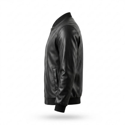 Mens Outlet House - Zemin | Faux-Leather Zip-Up Leather Jacket Men