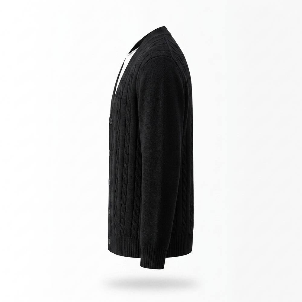 Mens Outlet House - Nonal | Cable-Knit V-Neck Knit Cardigan Men