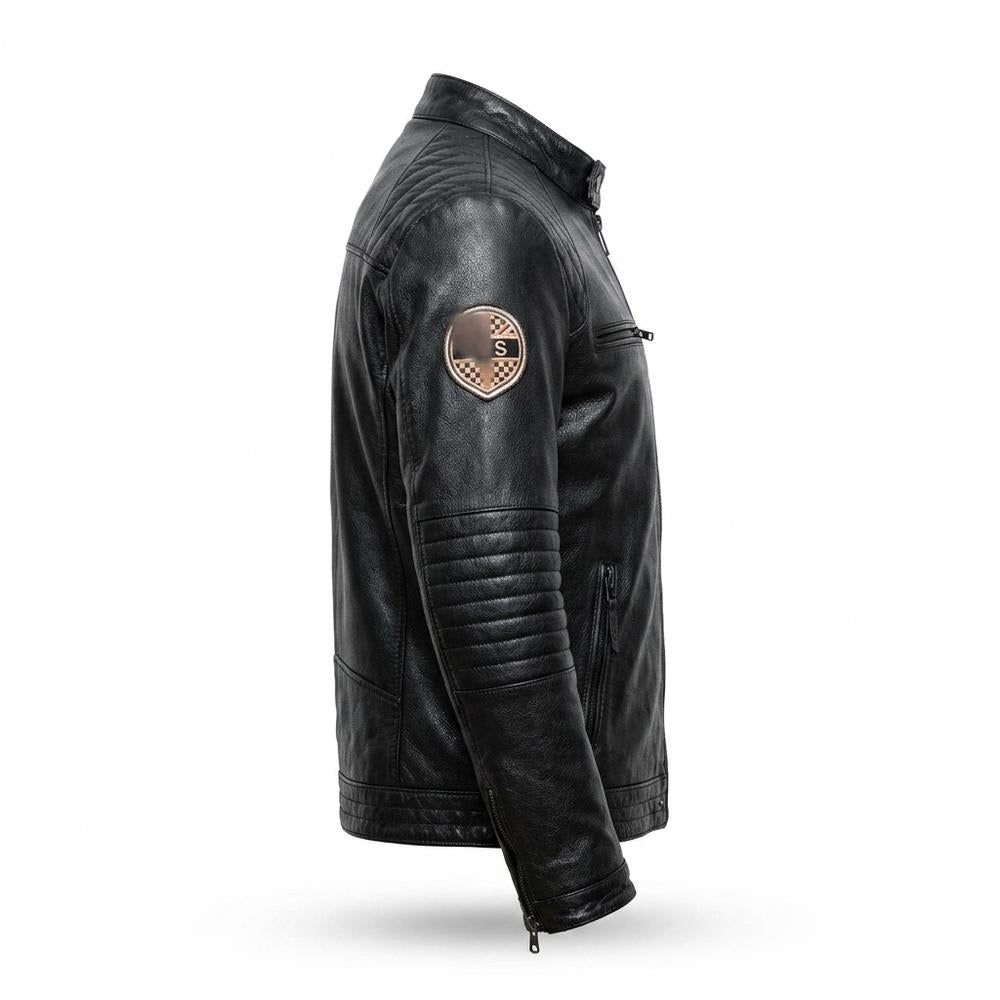 Mens Outlet House - Lotir | Quilted Fitted Leather Jacket Men