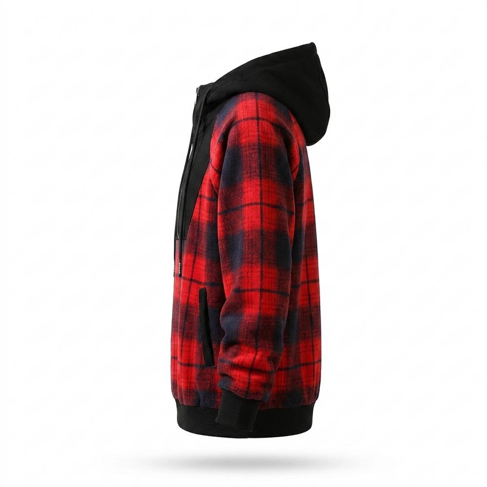 Mens Outlet House - Lyral | Plaid Half-Zip Hoodie Men