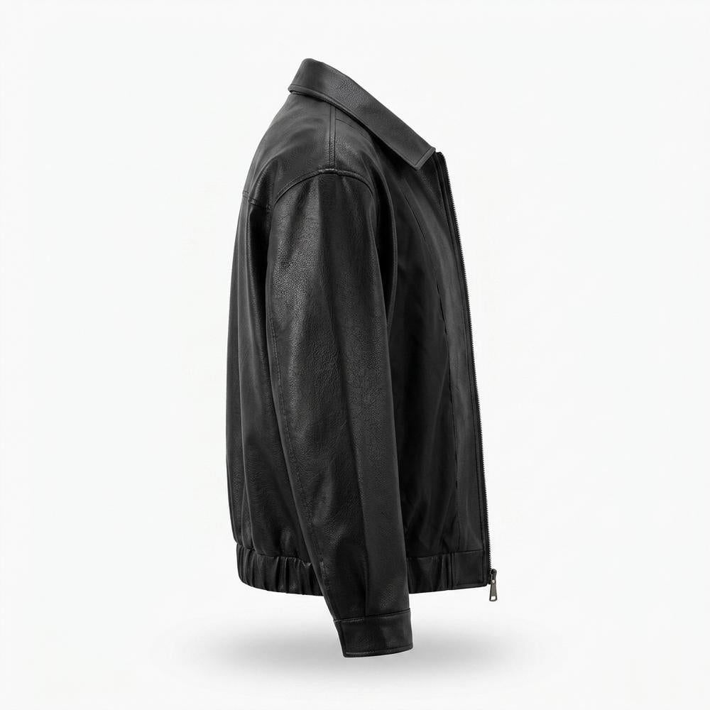 Mens Outlet House - Lesen | Zip-Up Collared Leather Jacket Unisex