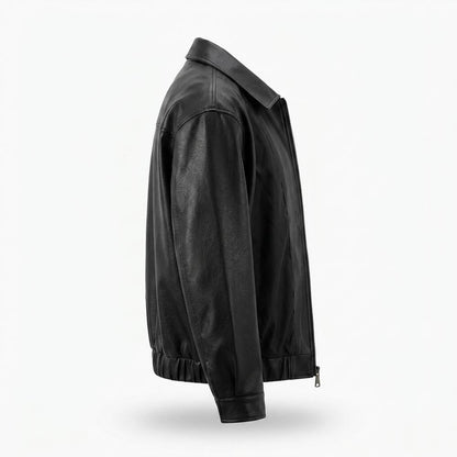 Mens Outlet House - Lesen | Zip-Up Collared Leather Jacket Unisex