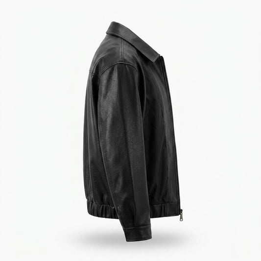 Mens Outlet House - Lesen | Zip-Up Collared Leather Jacket Unisex