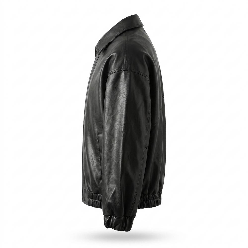 Mens Outlet House - Nilen | Zip-Up Relaxed Fit Leather Jacket Unisex