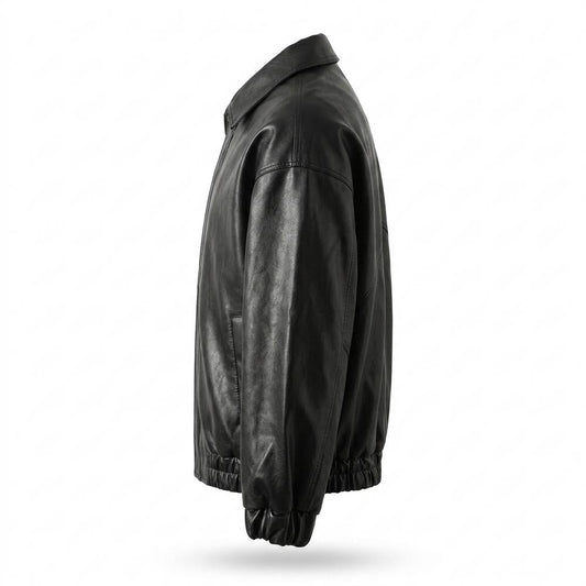 Mens Outlet House - Nilen | Zip-Up Relaxed Fit Leather Jacket Unisex