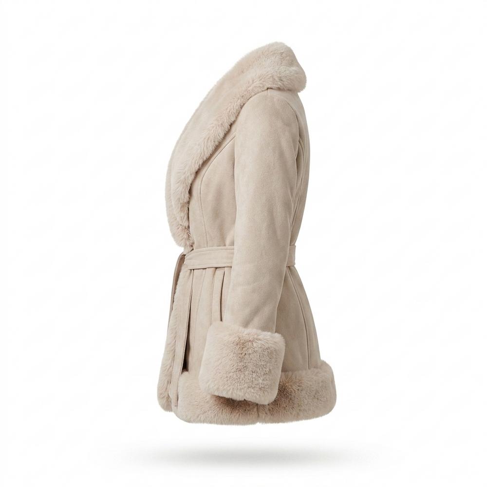 Mens Outlet House - Lyven | Faux-Shearling Belted Coat Women